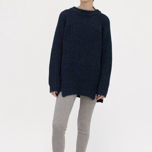 Micaela Greg charcoal gray oversized chunky wool Arch Sweater, M/L